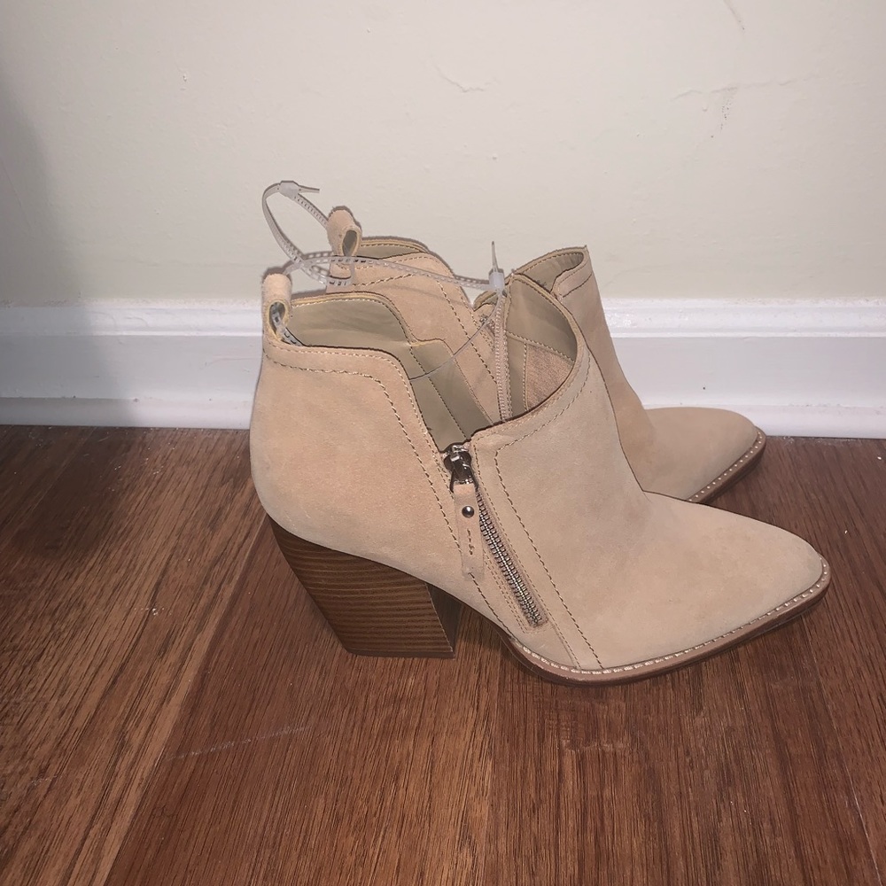Suede Double Zip Block Heel Western Ankle Booties